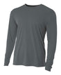 A4 N3165 Cooling Performance Long Sleeve Micro Poly Interlock Fabric - Graphite, 4Oz, Moisture Wicking, UPF 44+ (1 Piece)