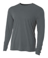 A4 N3165 Cooling Performance Long Sleeve Micro Poly Interlock Fabric - Graphite, 4Oz, Moisture Wicking, UPF 44+ (1 Piece)