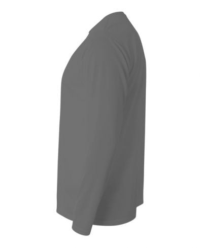 A4 N3165 Cooling Performance Long Sleeve Micro Poly Interlock Fabric - Graphite, 4Oz, Moisture Wicking, UPF 44+ (1 Piece)