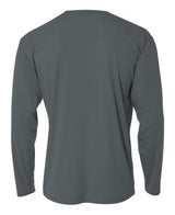 A4 N3165 Cooling Performance Long Sleeve Micro Poly Interlock Fabric - Graphite, 4Oz, Moisture Wicking, UPF 44+ (1 Piece)