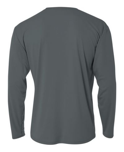 A4 N3165 Cooling Performance Long Sleeve Micro Poly Interlock Fabric - Graphite, 4Oz, Moisture Wicking, UPF 44+ (1 Piece)