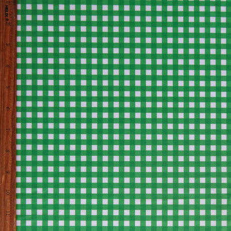 Swim Knit Grass Green Gingham Poly Spandex