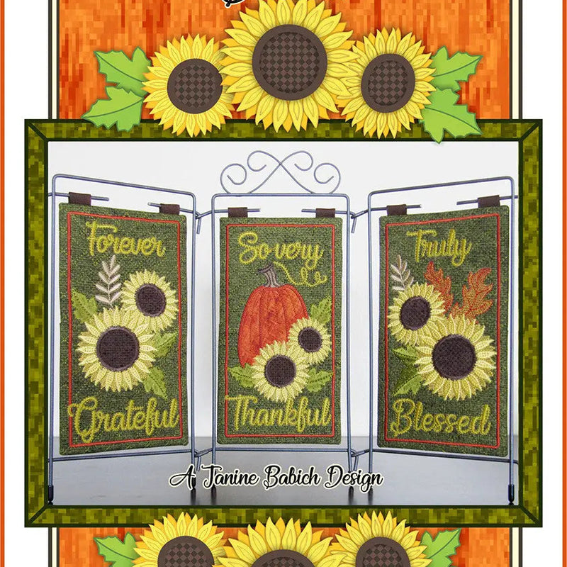 Machine Embroidery Grateful Thankful Blessed Table Top Display