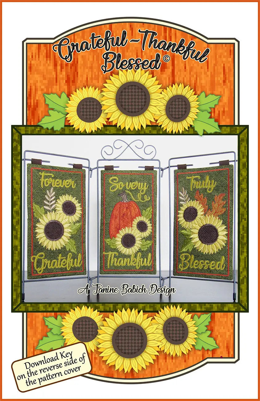 Machine Embroidery Grateful Thankful Blessed Table Top Display