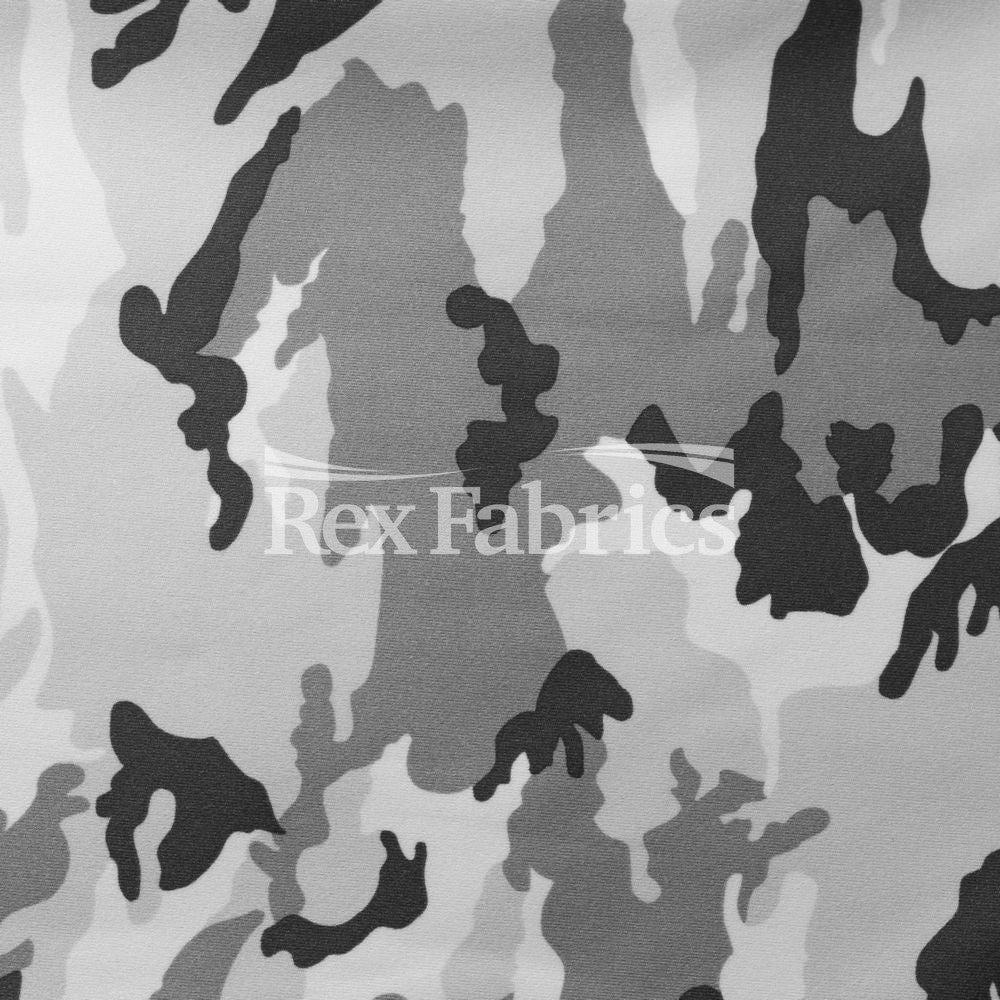 Conflict Camo Polyester Spandex Fabric - Purple/Grey/Blue/Green Camo Print, 58/60" Width, 4-Way Stretch (1 Yard)