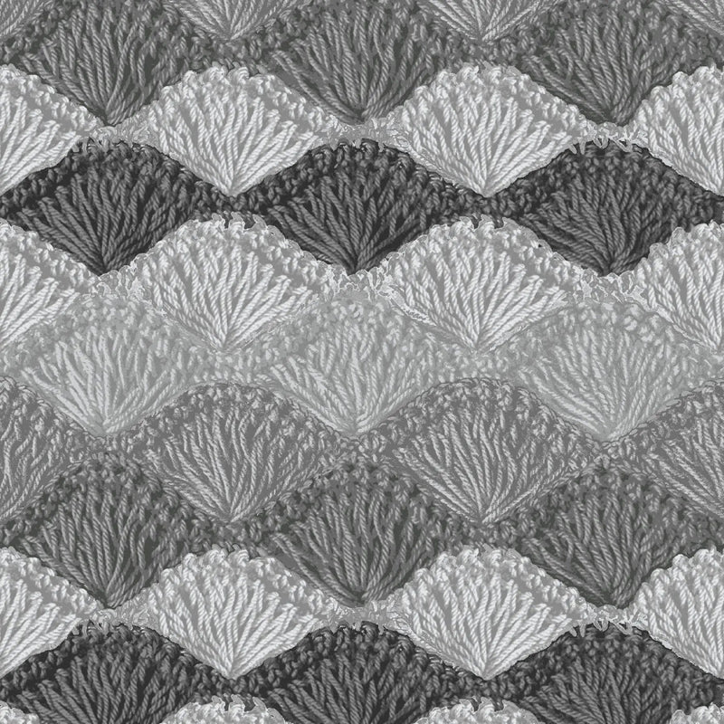 Cotton Wideback Fabric Gray Crochet Charcoal Shell Stitch