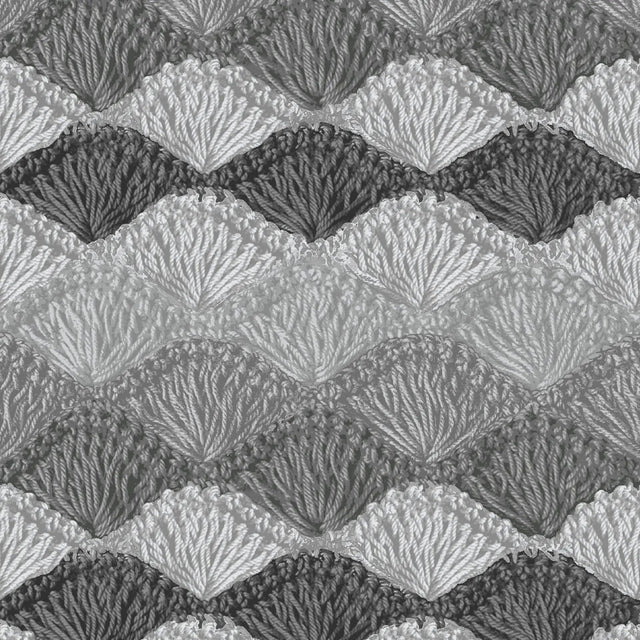 Cotton Wideback Fabric Gray Crochet Charcoal Shell Stitch