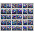 Cotton Floral Picture Panel Fabric Gray Mosaic Blooms
