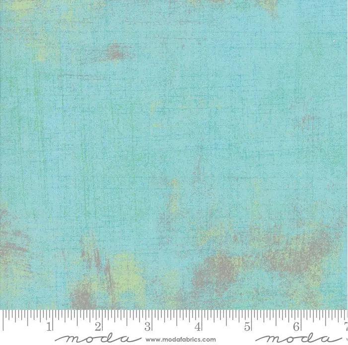 Cotton Fabric Green Aqua Grunge Basics Charmed 44/45"