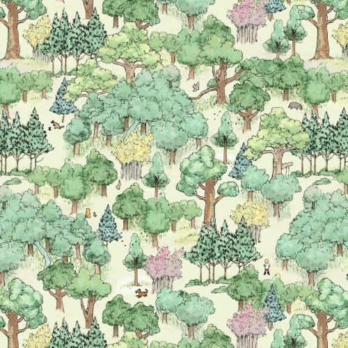 Cotton Print Green Classic Winnie Forest Fabric