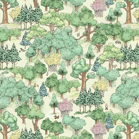 Cotton Print Green Classic Winnie Forest Fabric