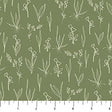 Cotton Floral Flourish Fabric 44/45 Green Line
