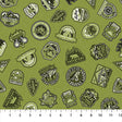 Cotton Fabric Green Monochromatic Patches Camping Therapy 44/45"