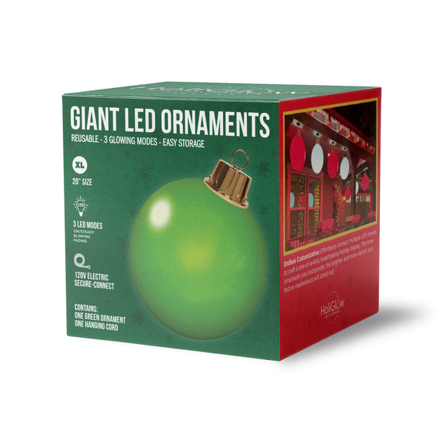 HoliGlow Inflatable LED Ornament - 20" Green