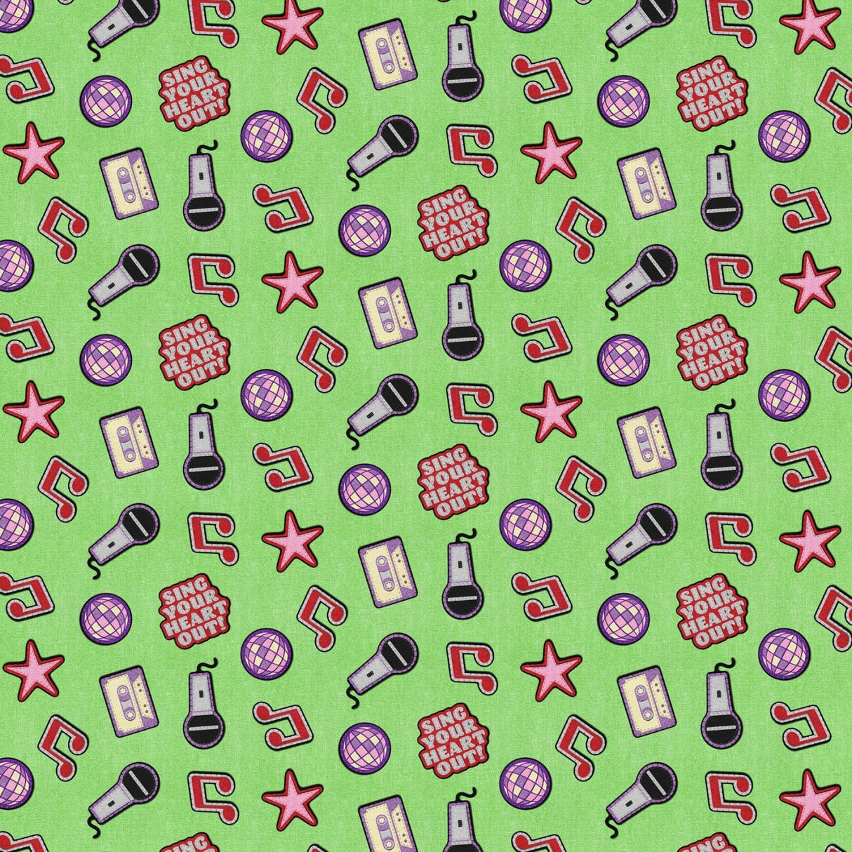 Cotton Quilting Fabric Green Patch Perfect Music 43/44"