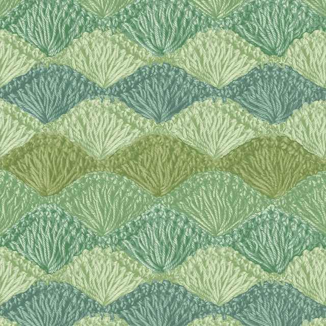 Cotton Wideback Fabric Green Crochet Sage Shell Stitch