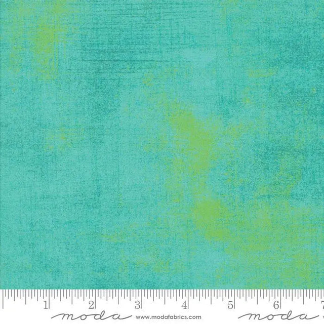 Cotton Fabric Green Turquoise Grunge Basics Aruba 44/45"