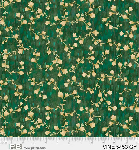 Cotton Wideback Fabric Green Vine Scroll 108"