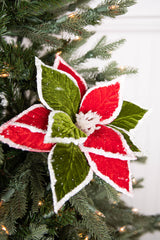 22 Inch x 11.5 Inch Red and Green Poinsettia Stem