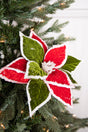 22” x 11.5" Red and Green Poinsettia Stem