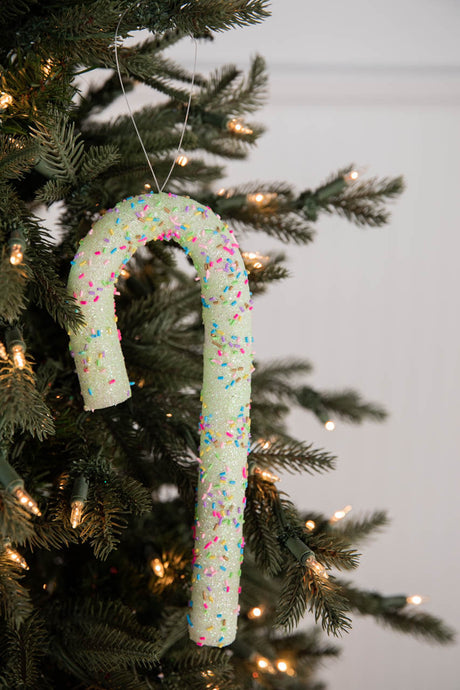 10” Green Sprinkle Candy Cane