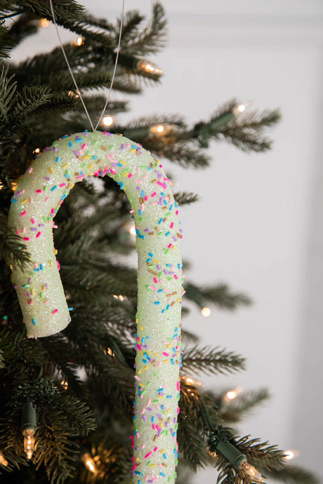 10” Green Sprinkle Candy Cane