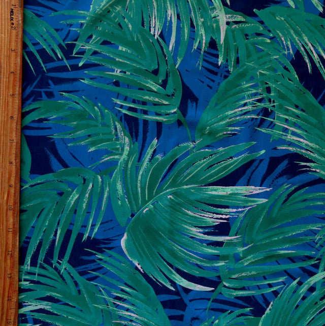 Swim Knit Nylon Spandex Green/Blue Palms