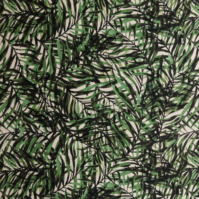 Athletic Nylon Spandex Jaguar Green Ferns on Yellow 4-Way Stretch Fabric