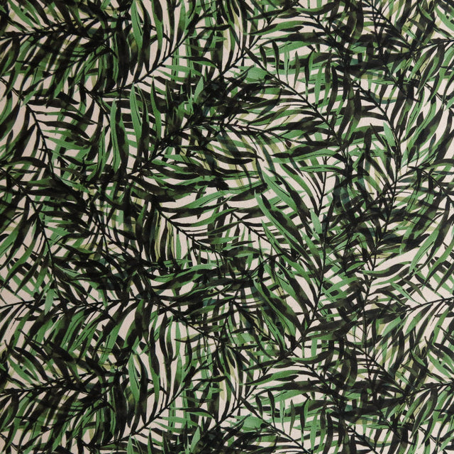 Athletic Nylon Spandex Jaguar Green Ferns on Yellow 4-Way Stretch Fabric