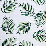 Swim Knit Nylon Spandex Green Ferns on White