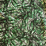 Swim Knit Nylon Spandex Green Ferns on Yellow
