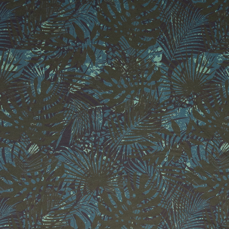 Stretch Woven Green Monstera Jungle Flow Boardshort Fabric