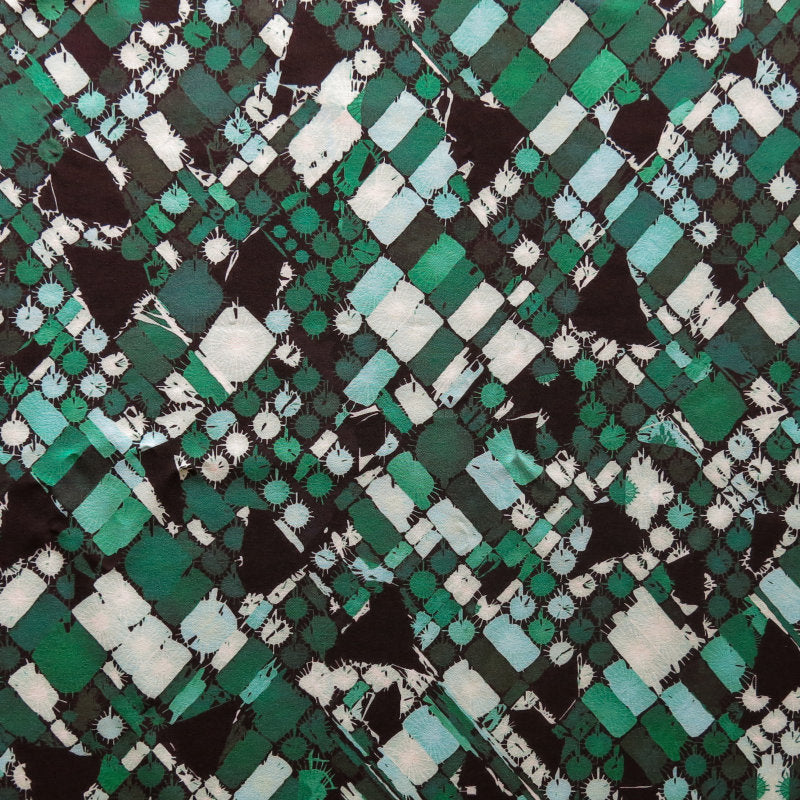 Stretch Woven Green Mosaic Flow Boardshort Fabric