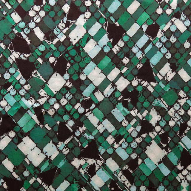 Stretch Woven Green Mosaic Flow Boardshort Fabric