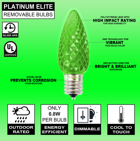 C9 Platinum Elite LED SMD Bulb (25 bulbs/bag) - Faceted, Green