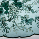 1 Yard Tulle Lace Fabric with Two Tone Embroidered Splendid 3D Floral Pattern, 52" Wide