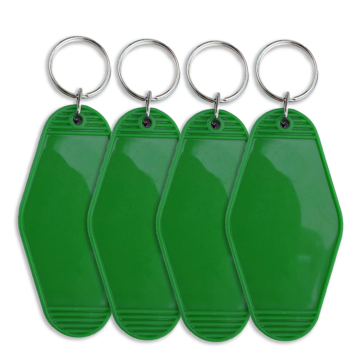 Retro Motel Keychain with Silver Ring - Green (4 per Set)