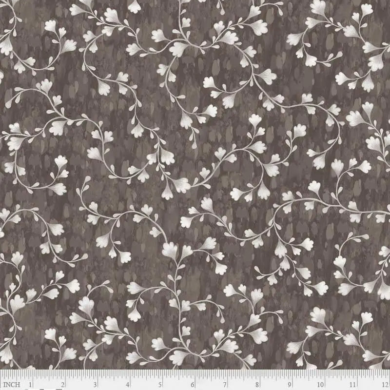Cotton Wideback Fabric Grey Vine Scroll 108"