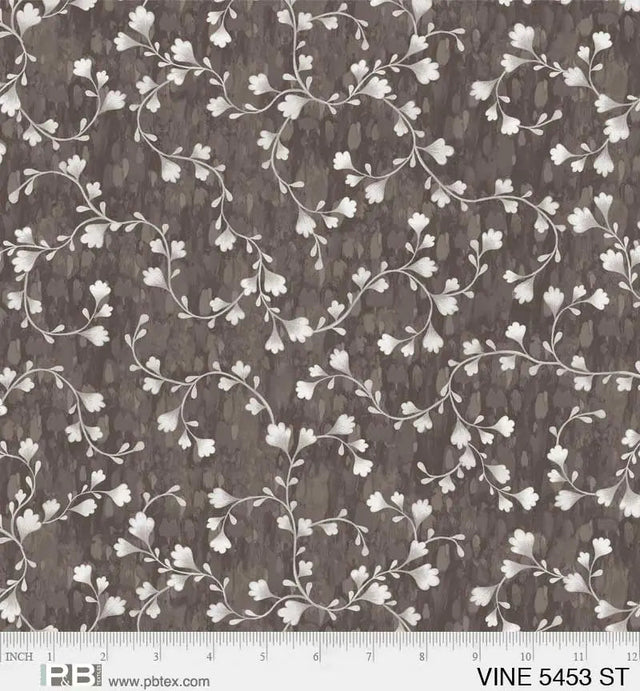 Cotton Wideback Fabric Grey Vine Scroll 108"