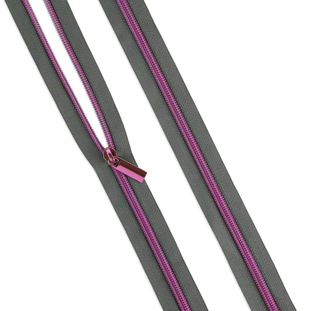 Nylon Coil Zipper Grey Pink #5 3 Yards