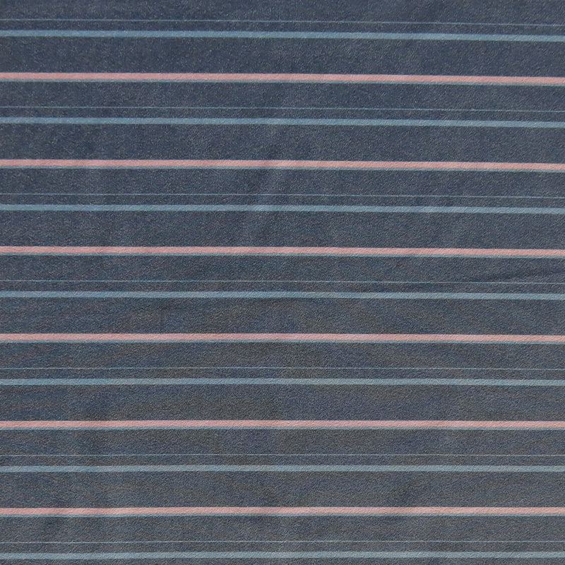 Stretch Woven Pink and Blue Stripe on Grey