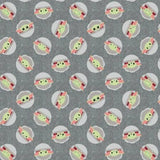 Quilting Cotton Star Wars Mandalorian Baby Yoda Toss Grey Robert Kaufman