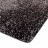 Gray Solid Shag Polyester Fabric - Plush Fluffy Shine, Thick And Thin Yarns Design, Gray, 7'6" X 10'3" (1 Rug)
