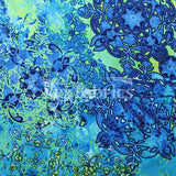 Gypsy Queen Polyester Spandex Fabric - Blue Lime Or Fuchsia Aqua, Gypsy Paisley Print, 58/60" Width (1 Yard)