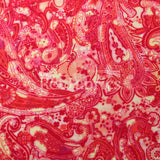 Gypsy Paisley Nylon Spandex Fabric - Cool Blue/Warm Red Paisley Print, 58/60" Width, 210 GSM (1 Yard)