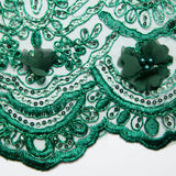 1 Yard Tulle Lace Fabric with 3D Embroidered Applique Design, 52" Wide