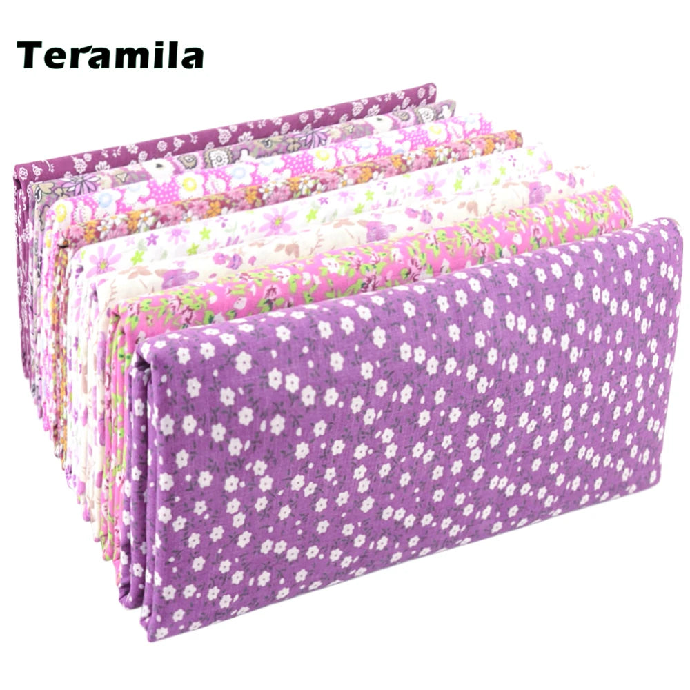 100% Cotton Fabric Pink Purple Pattern Floral Plain Printed Patchwork Cloth DIY Handmade Sewing fabrics in The Meter Needlework