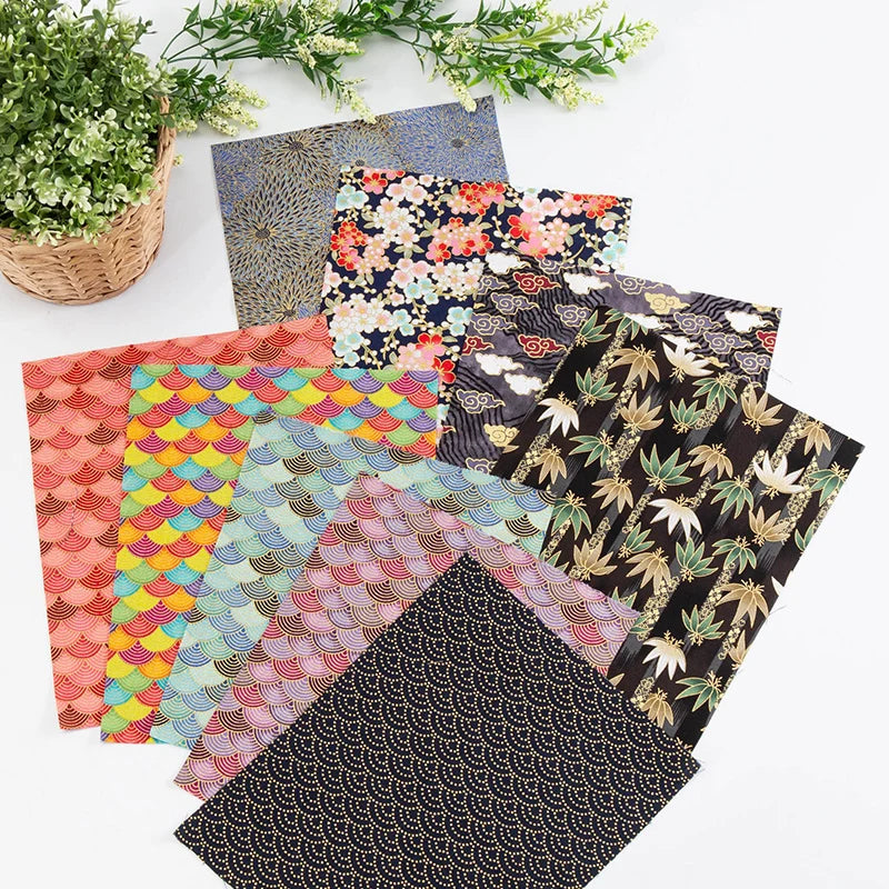 50x145cm Japanese Kimono Bronzed Fabric Sushi Cherry Blossoms Print Cotton Cloth DIY Materials Patchwork Accessories for Sewing