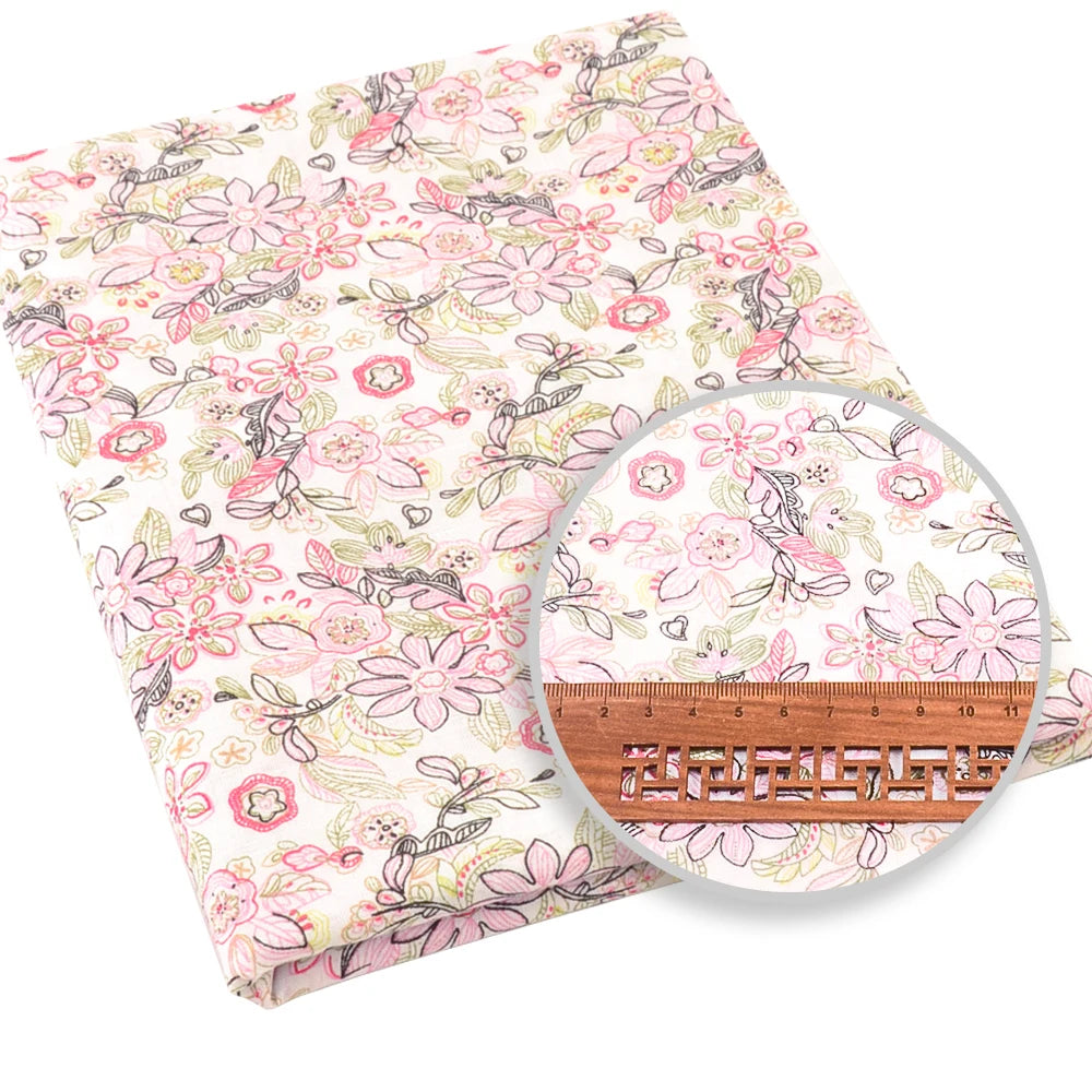 100% Cotton Fabric Pink Purple Pattern Floral Plain Printed Patchwork Cloth DIY Handmade Sewing fabrics in The Meter Needlework