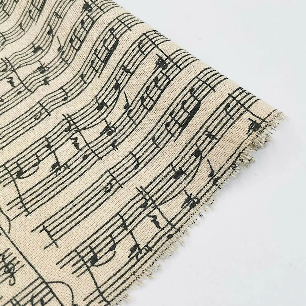 Piano Music Score Printed Fabric Sheet Retro Linen Cotton DIY Handmade Craft Sewing Cushion Tablecloths Decor Material